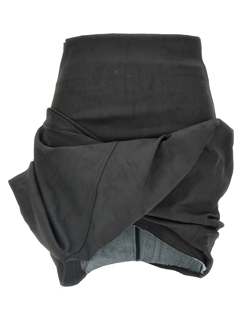 Rick Owens Coated Stretch Cotton Mini Skirt In Black