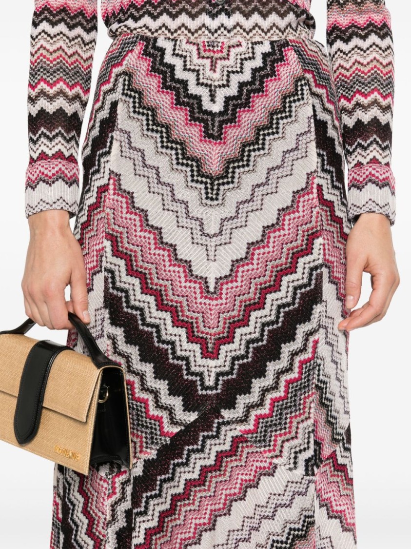 Missoni Multicolor Pink And Brown Long Skirt In Grey