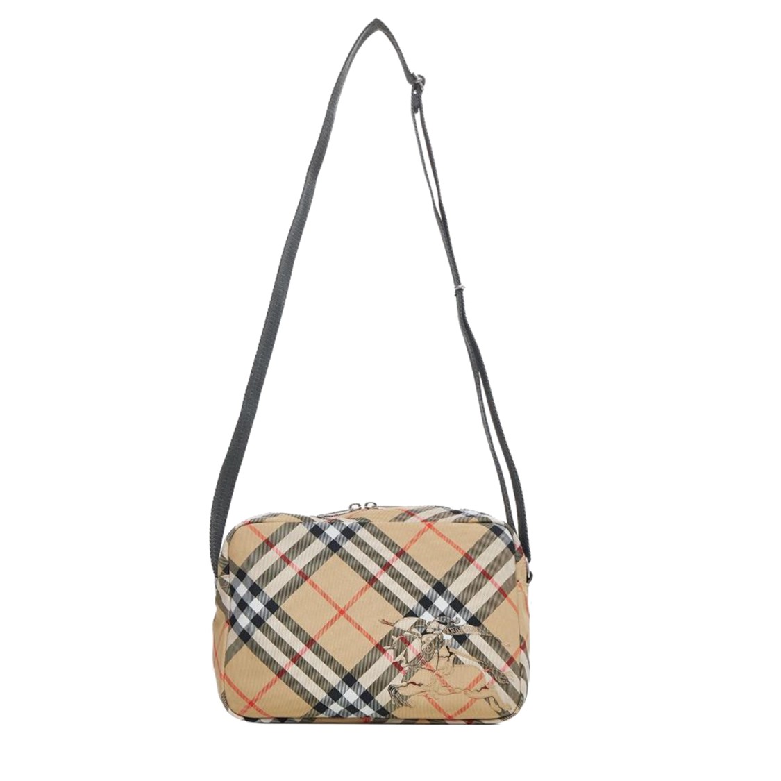 Burberry Checkered Crossbody Bag With Floral Embroidery In Grey