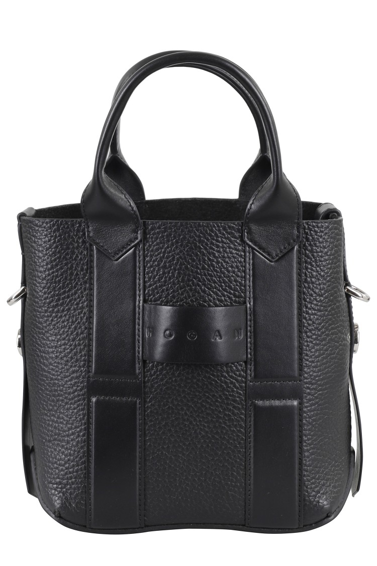 Shop Hogan Script Shopping Bag In Black