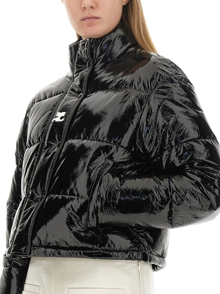 Shop Courrèges Short Vinyl Down Jacket