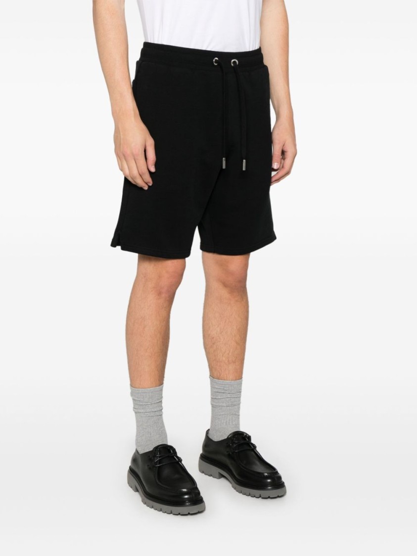 Shop Ami Alexandre Mattiussi Ami Black De Coeur-embroidered Shorts