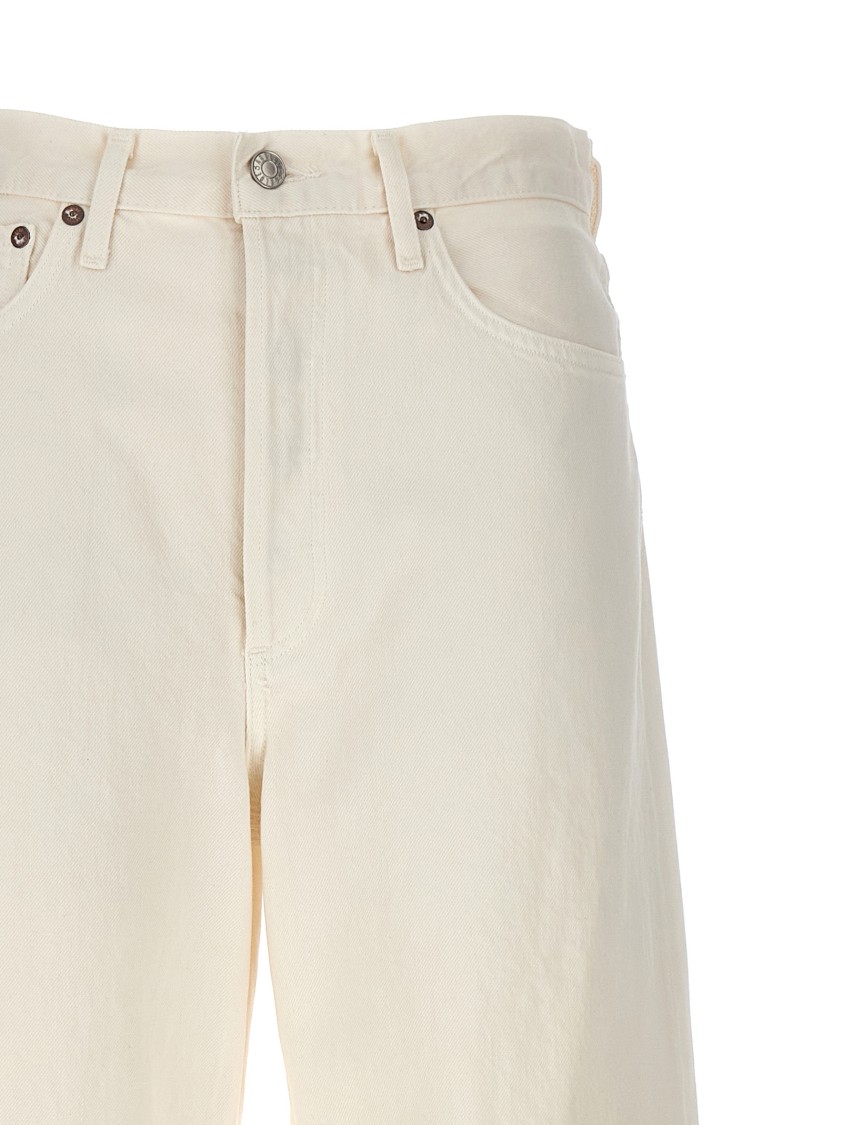 Agolde White Denim Flared Jeans In White