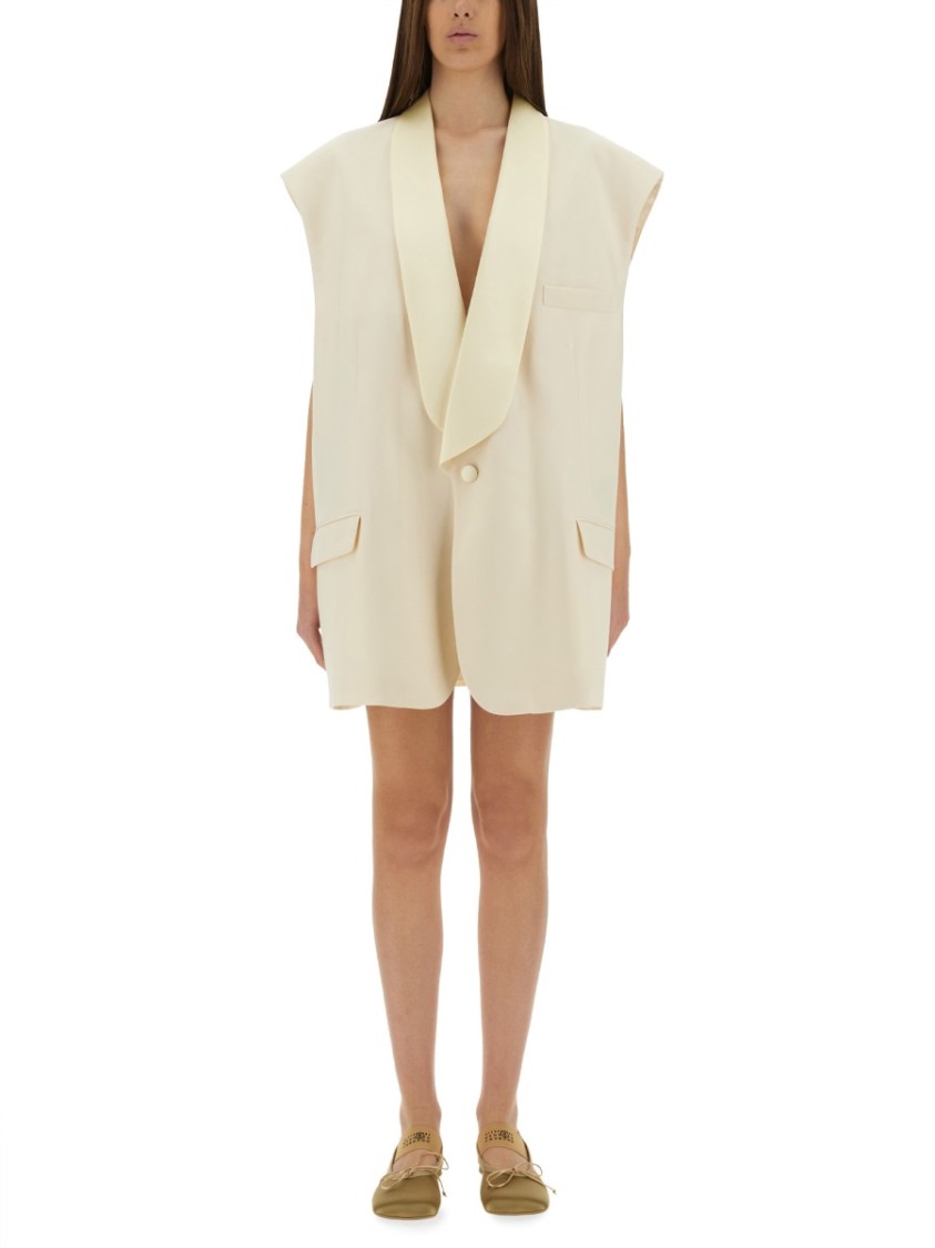 Mm6 Maison Margiela Mm6 By Maison Margiela Oversized Sleeveless Jacket With Deep V-neck And Wide Lapels