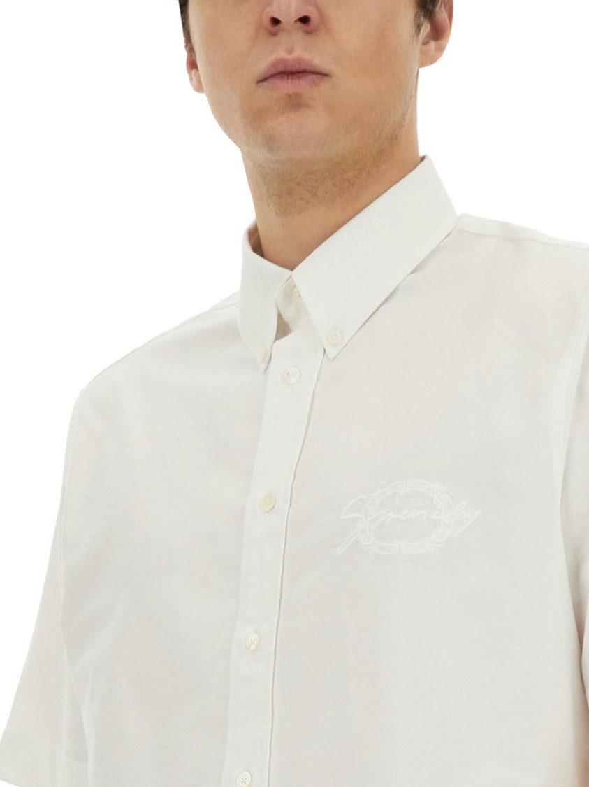 Givenchy Logo Hardware Long Sleeve Cotton Button-up In White