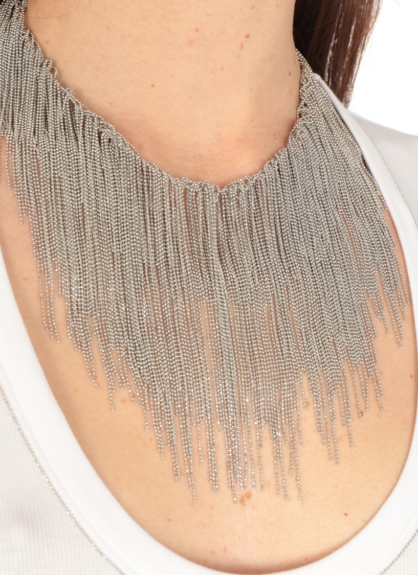 Fabiana Filippi Necklace With Fringes In Metallic
