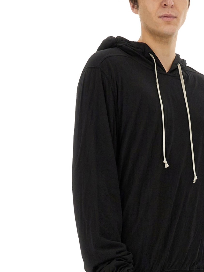 Shop Rick Owens Drkshdw Drkshdw By Rick Owens Relaxed Fit Black Hoodie With Drawstring Hood