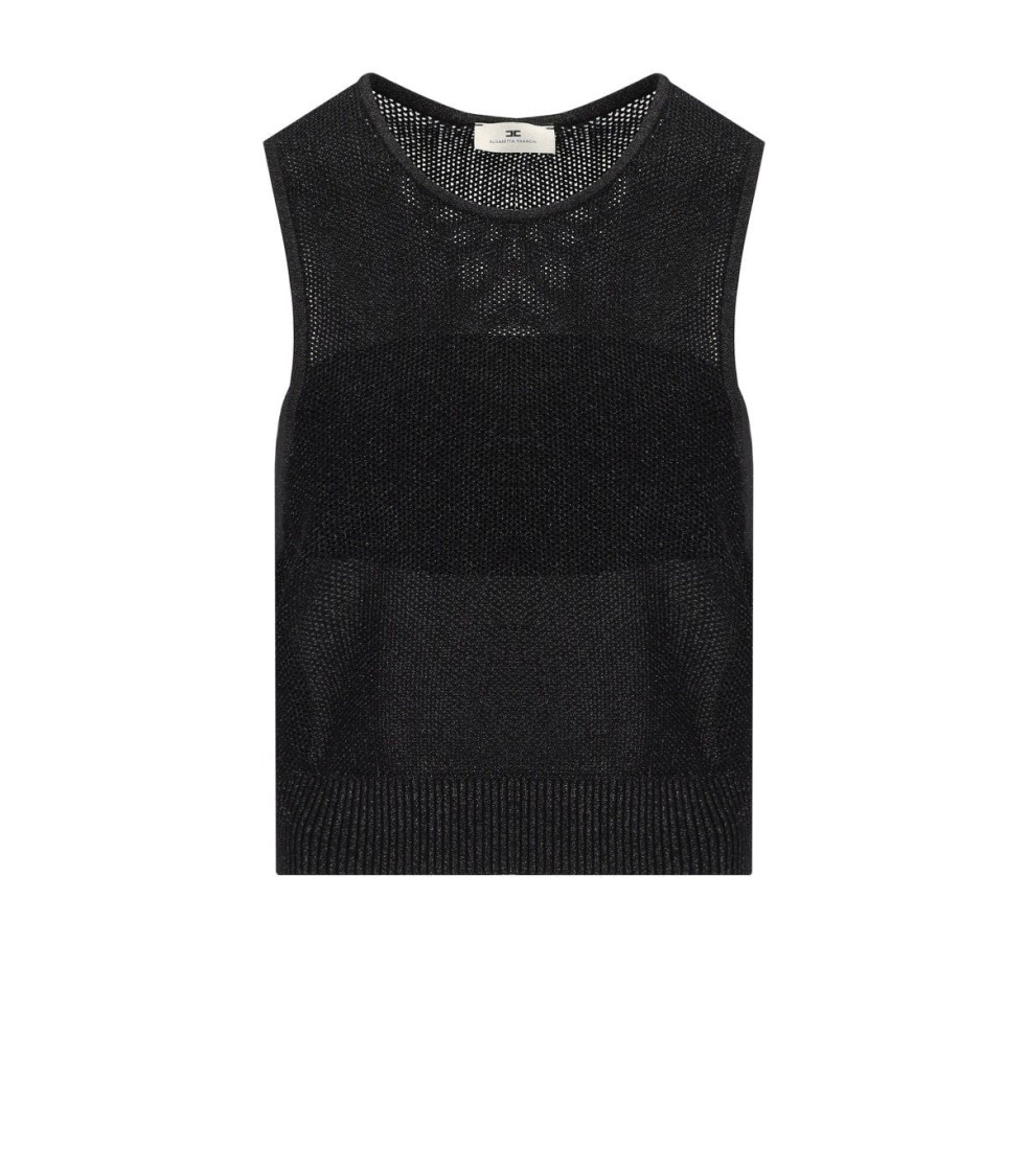 Elisabetta Franchi Black Knitted Lurex Top In Black