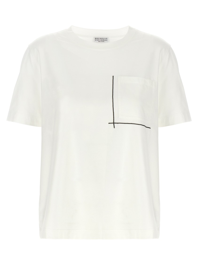 Brunello Cucinelli Cotton T-shirt With Monile Detail And Crewneck