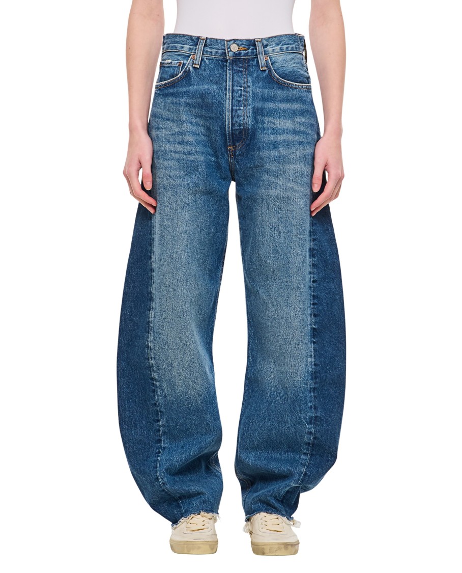 Shop Agolde Luna Pieced Jean In Split In Blue
