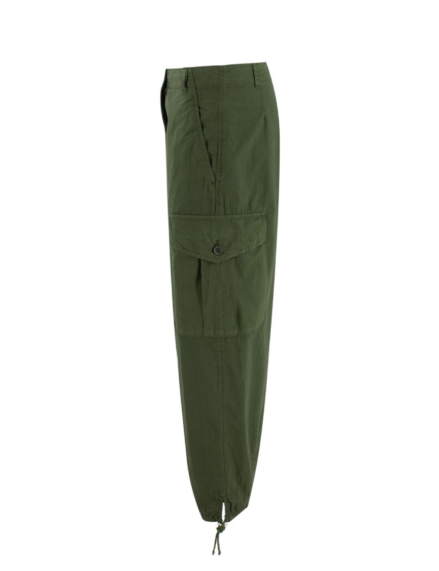 Aspesi Green Cargo Trousers With Adjustable Drawstring In Green
