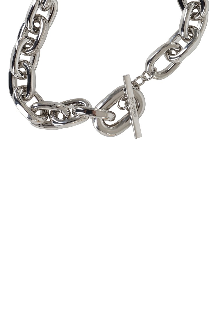 Rabanne Silver-colored Necklace With Pendant And Engraved Logo In Brass Woman In Silver