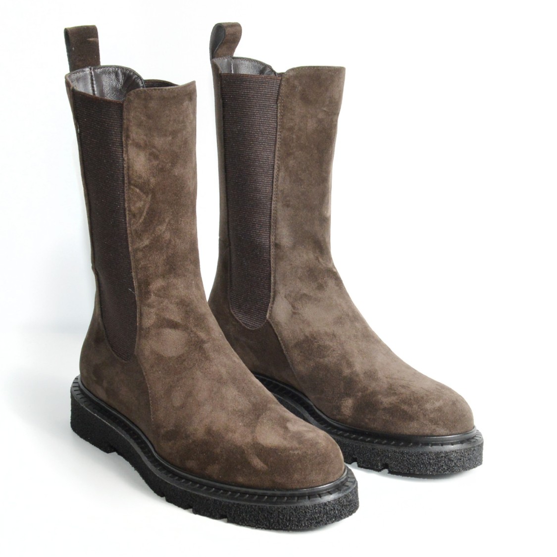 Guglielmo Rotta Ebony Suede Elasticated Ankle Boot In Brown