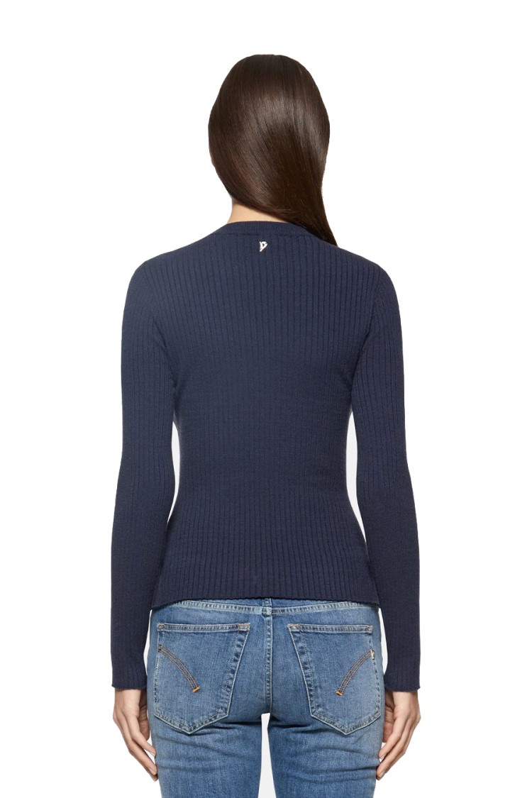 Dondup Fitted Blue Sweater With Shoulder Buttons In Blue