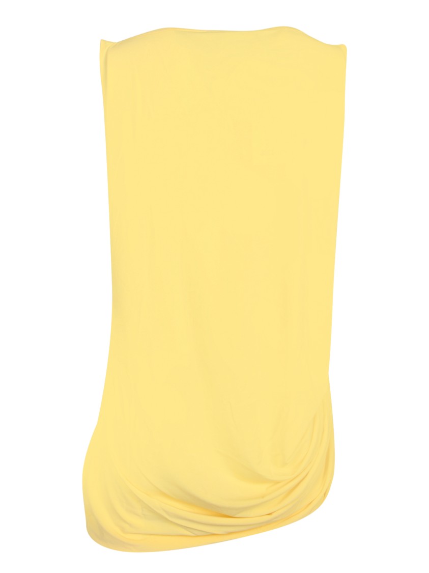 Jacquemus Draped Sleeveless Asymmetric Lightweight Top In Gold