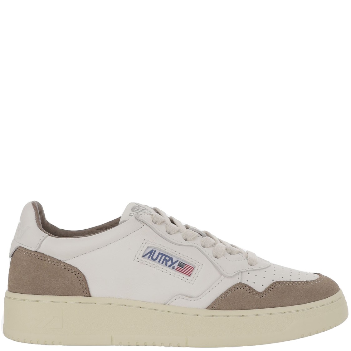 Autry Low Sneaker With Contrast Panels And Perforated Detailing In White