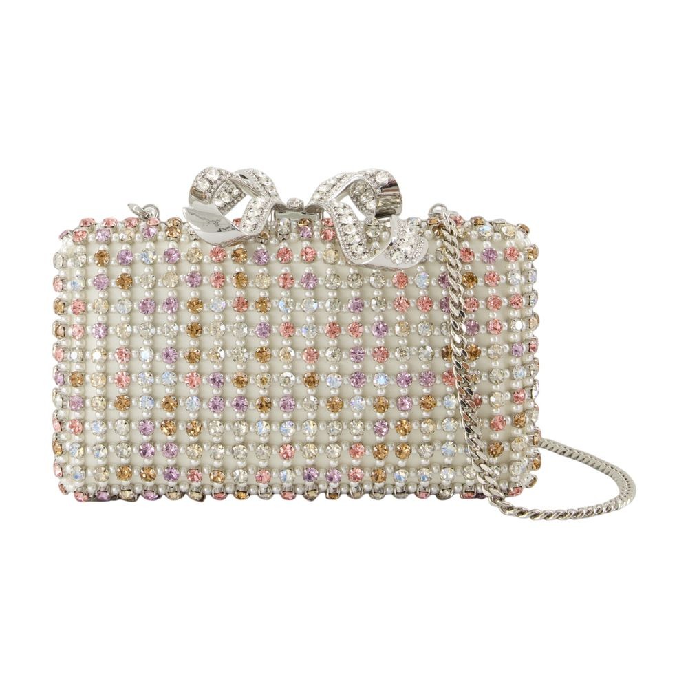 Self-portrait Crystal Clutch - Metal - Multicolor In Neutral