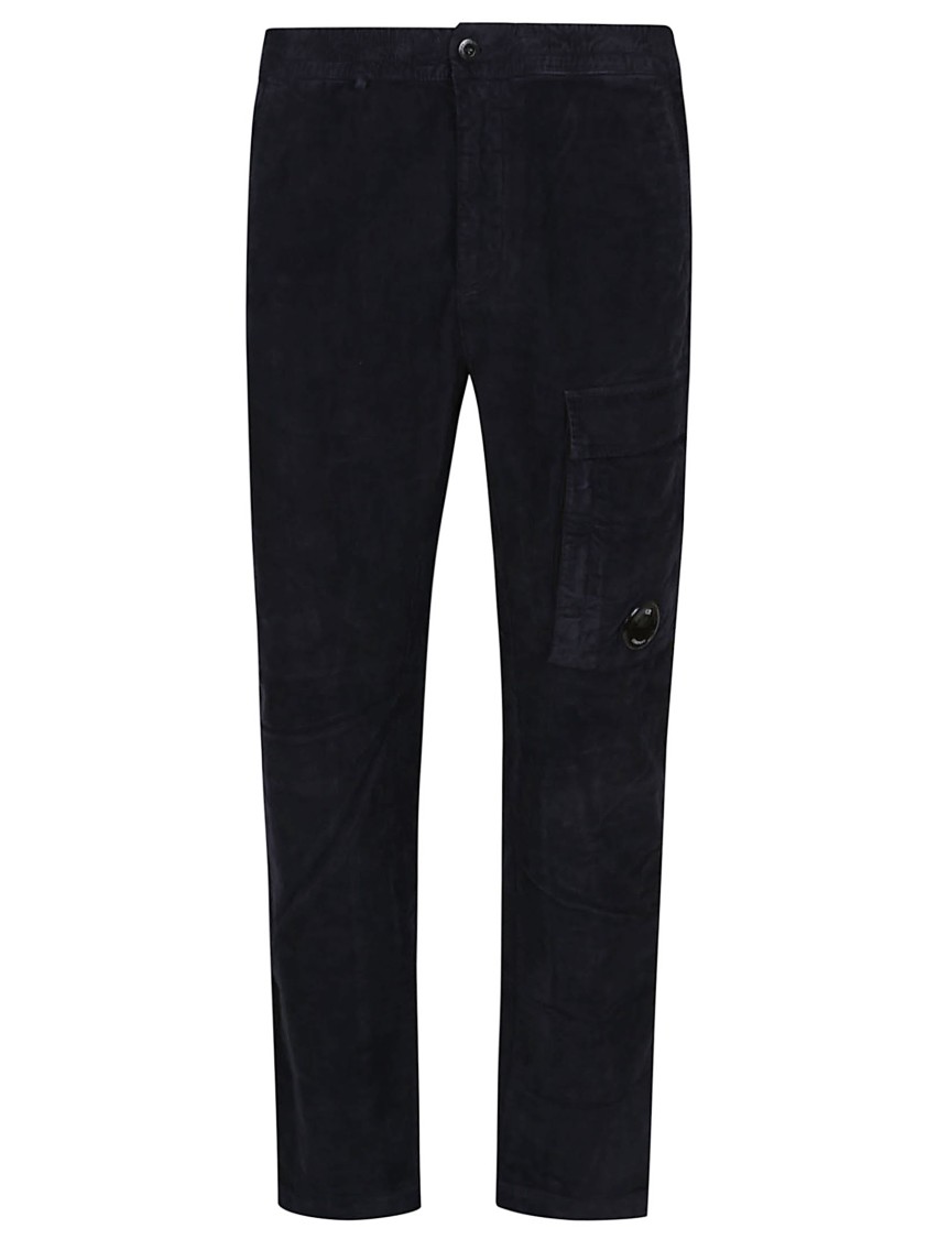 C.p. Company Stretch Corduroy Cargo Trousers In Black
