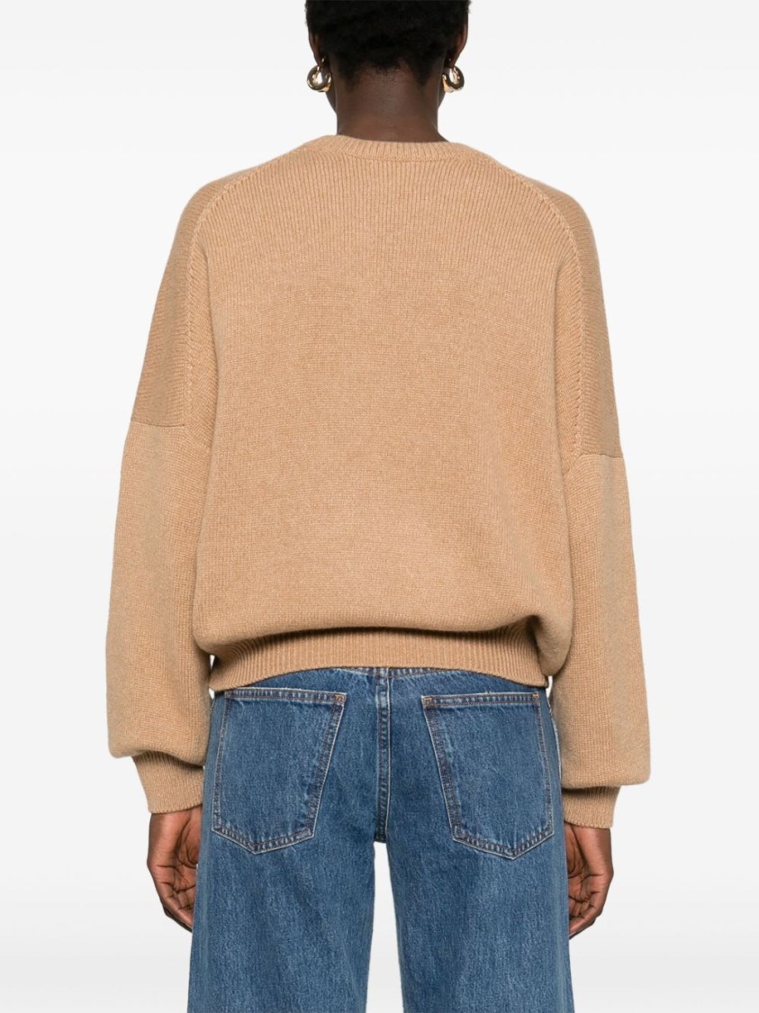 Khaite Brown Cashmere Sweater With Relaxed Fit In Brown