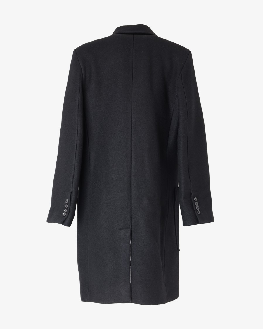 Ami Alexandre Mattiussi Ami Virgin Wool Coat With Notched Lapel In Black