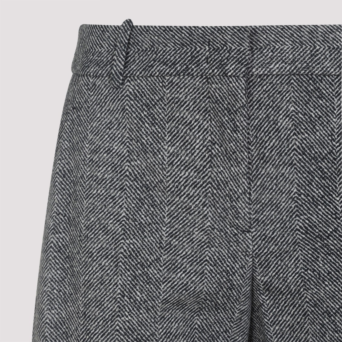 Ermanno Scervino Wide-leg High Waist Trousers With Herringbone Pattern In Gray