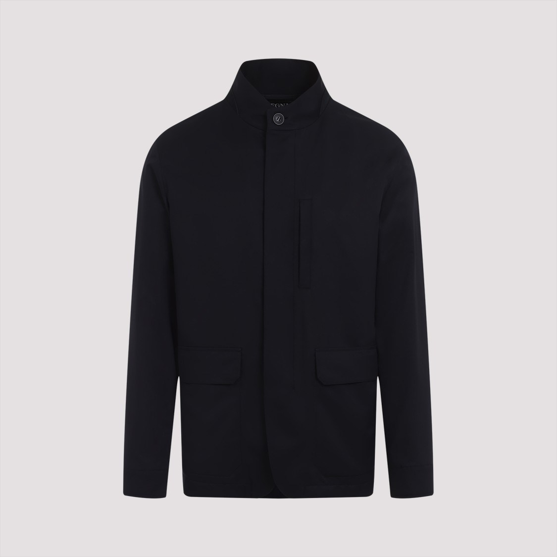 Shop Zegna Blue Navy Wool Over Jacket