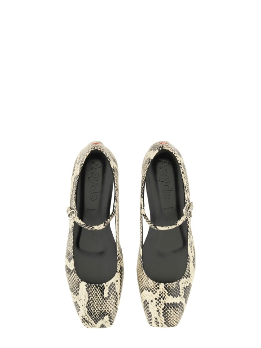 Aeyde Uma Snake Printed Leather Flats In Multicolor