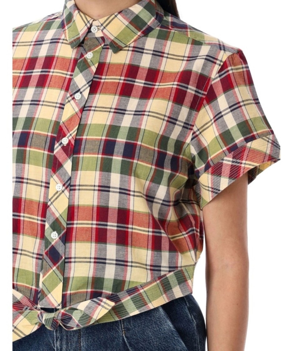Shop Polo Ralph Lauren Cropped Tartan Shirt In Multicolor