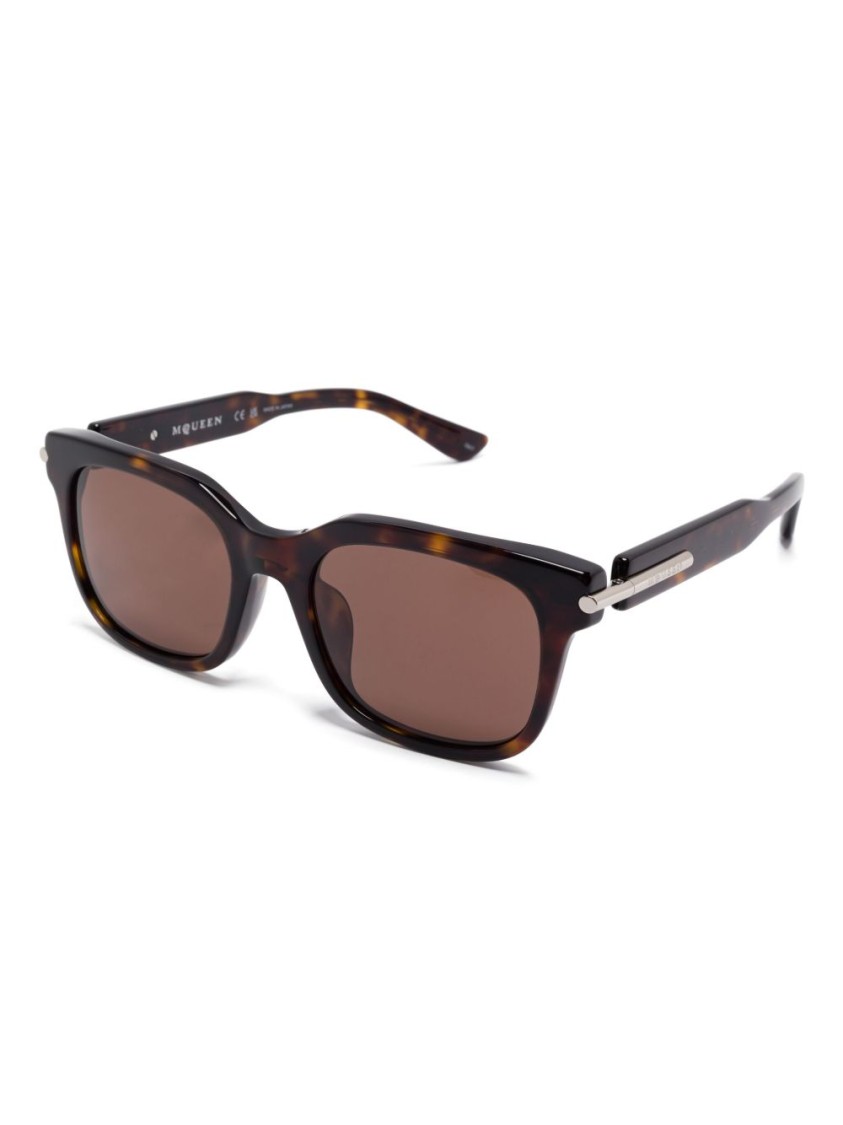 Alexander Mcqueen City T-bar Rectangular Sunglasses In Brown