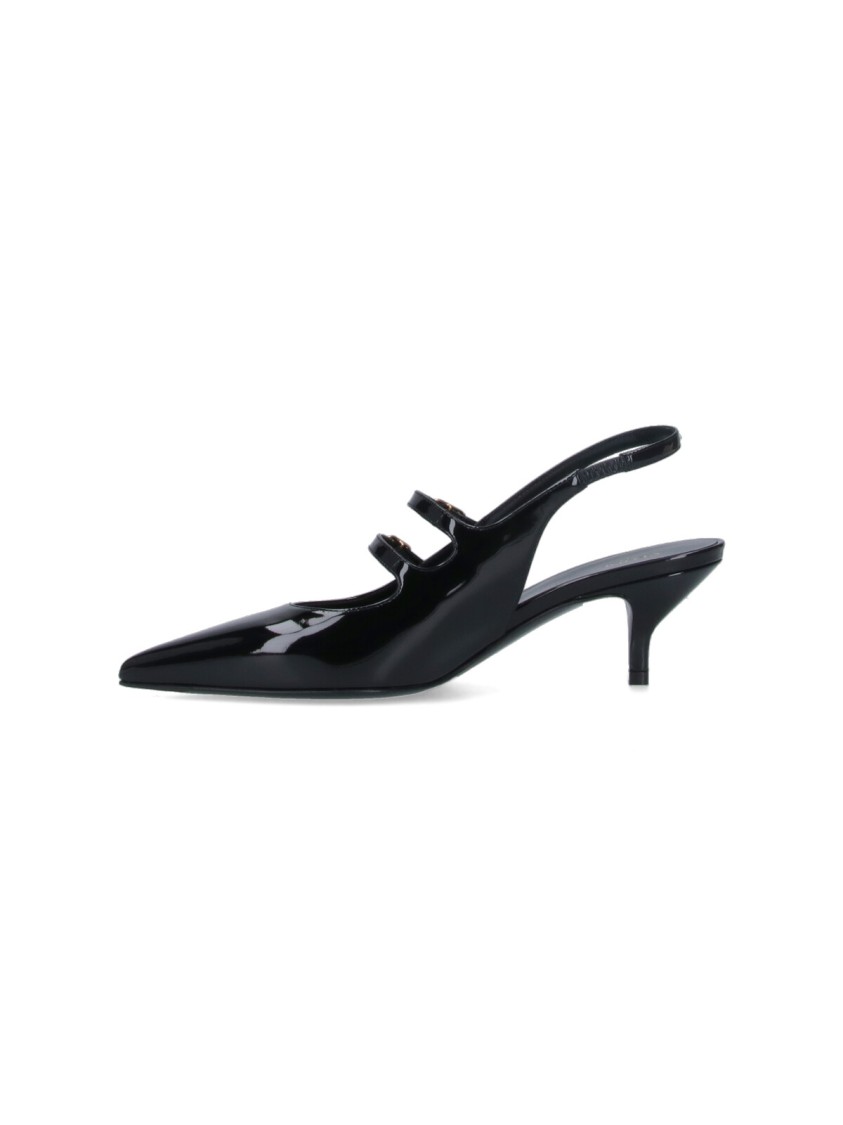 Celine Céline Pointed Toe Slingback Pumps With Dual Adjustable Straps In Black