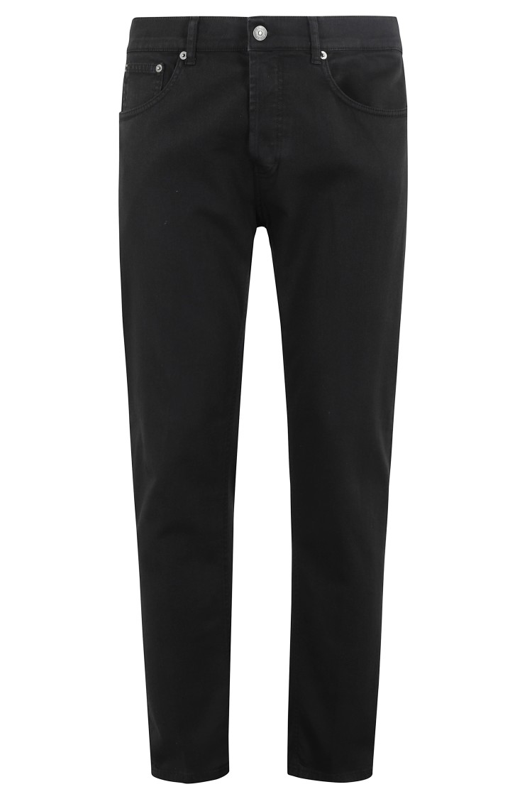 Dondup Carrot Leg Black Jeans With Five-pocket Design In Black