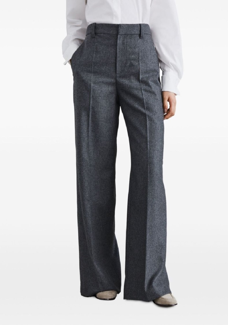 Brunello Cucinelli Wide-leg Tailored Trousers With Front Pleats In Blue