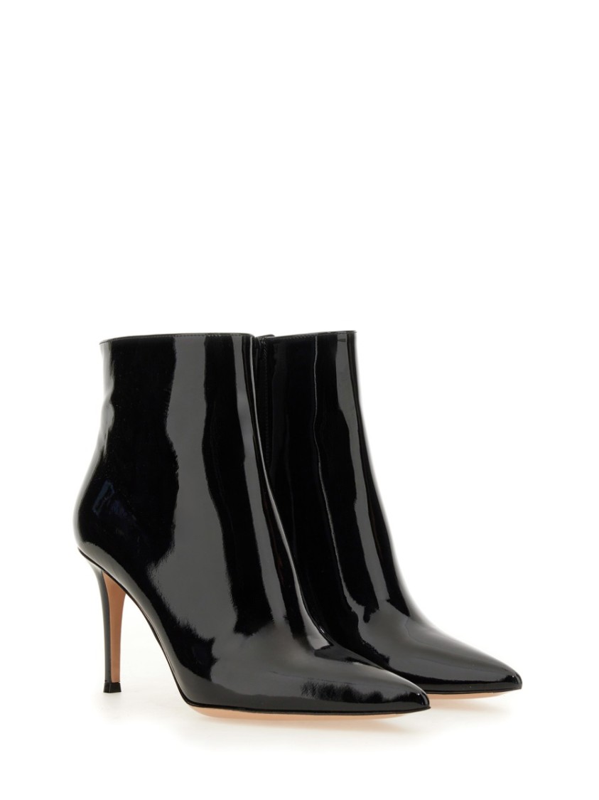 Gianvito Rossi Chic Patent Leather Ankle Boot For Women In Black