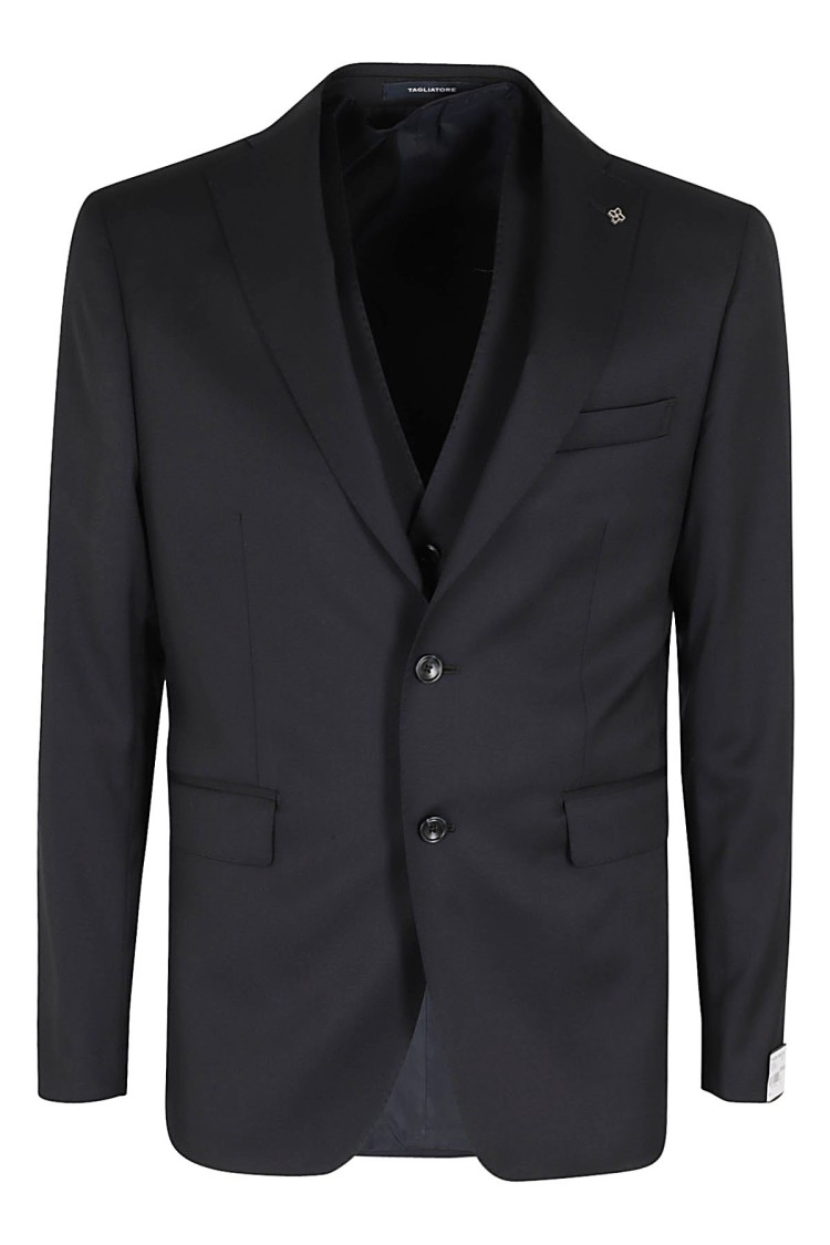 Shop Tagliatore Suit With Naples Vest In Blue