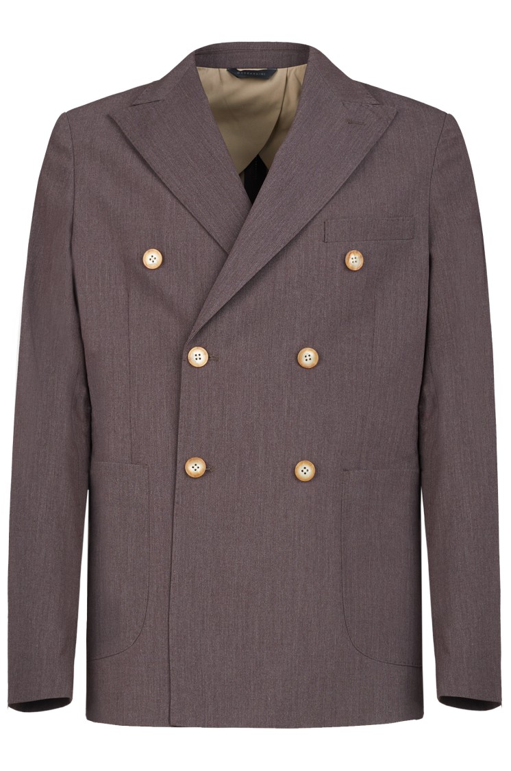 Gazzarrini X Michele Franzese Double-breasted Blazer In Dark Brown Wool Blend In Brown