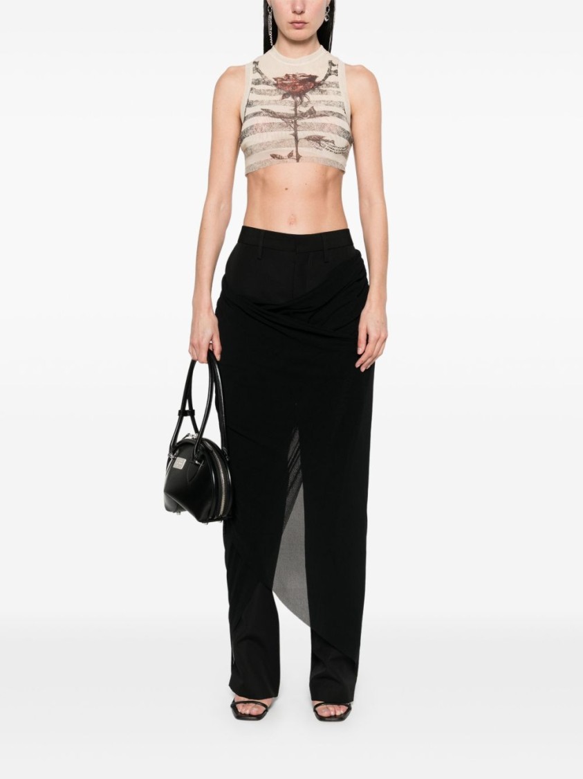 JEAN PAUL GAULTIER JEAN PAUL GAULTIER STRAIGHT LEG TROUSERS WITH DRAPED TULLE OVERLAY