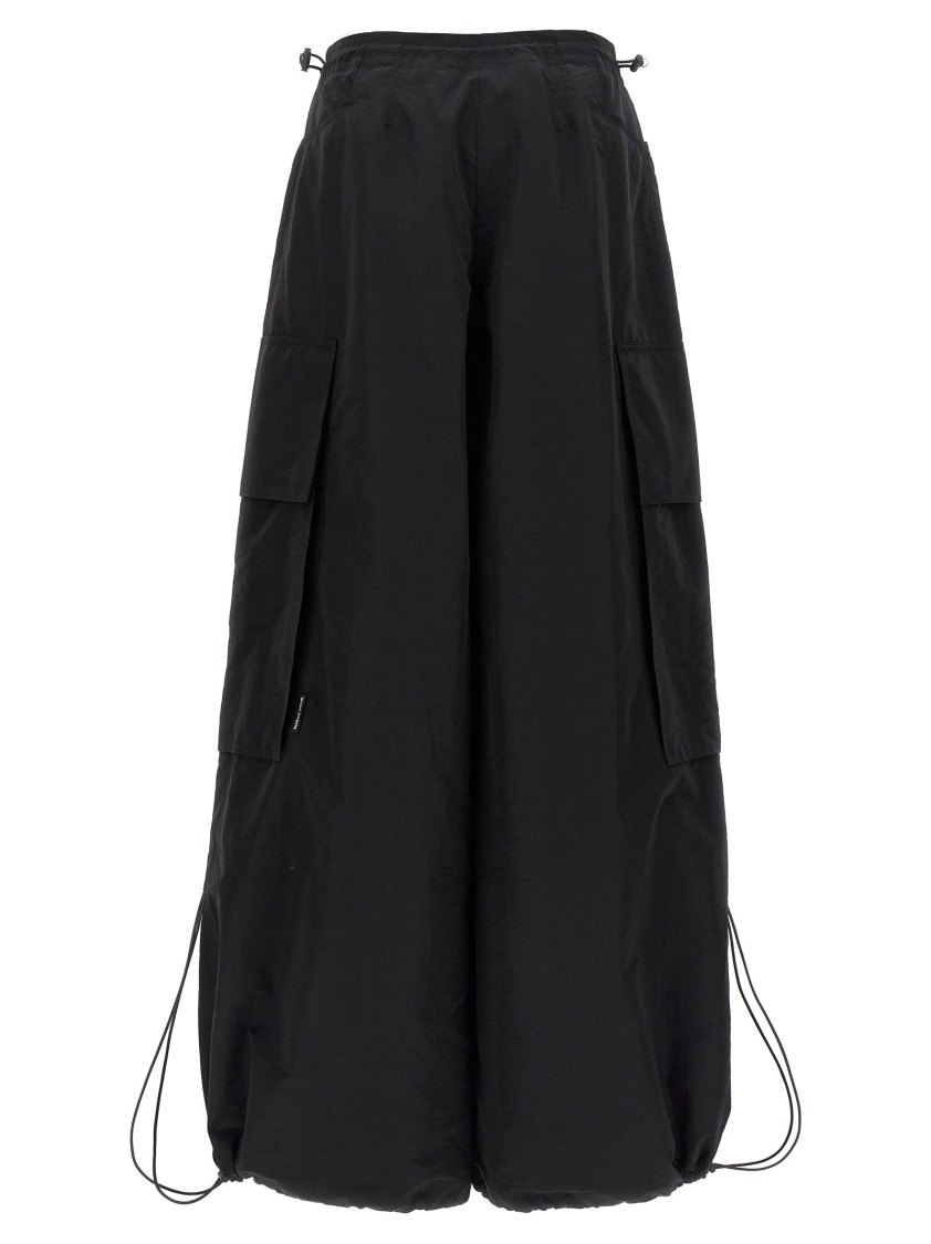 Palm Angels Wide-leg Nylon Parachute Pants With Adjustable Cuffs In Black