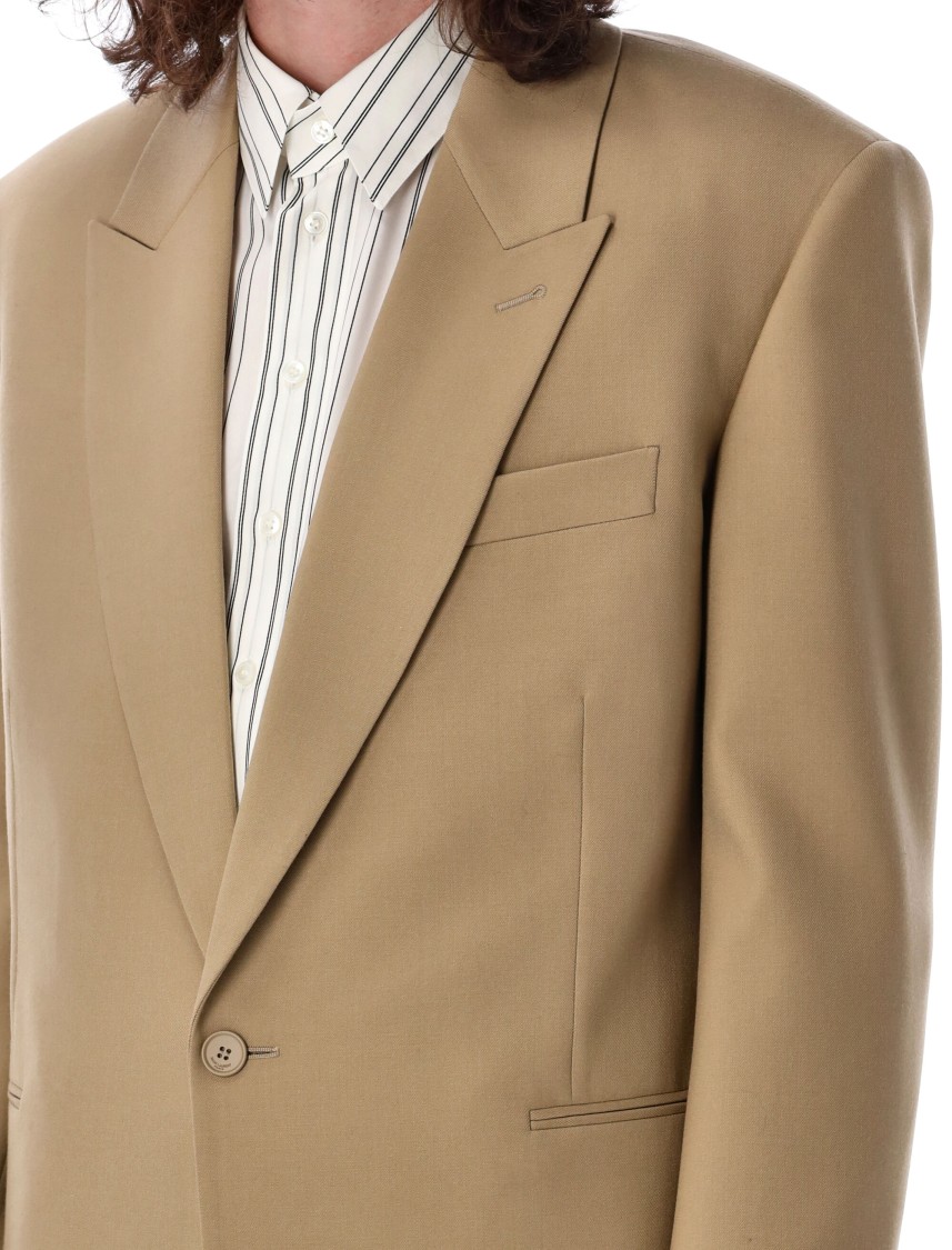 Saint Laurent Paris Men Wool Gabardine Single-breasted Jacket In Neutrals