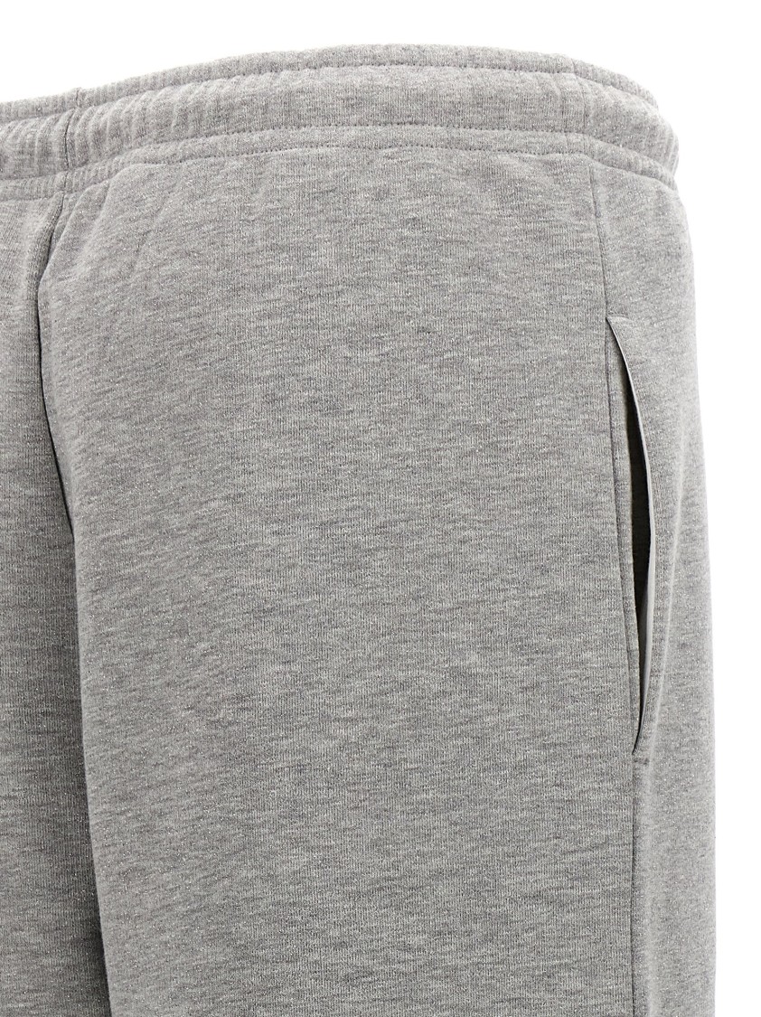Moncler Cotton Blend Joggers With Lurex Thread In Gray