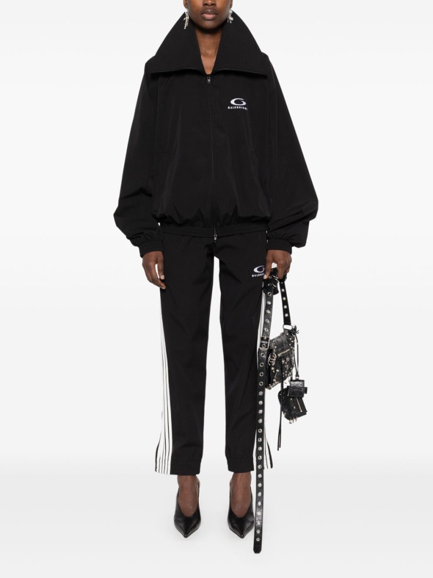 Balenciaga Logo-embroidered Track Pants In Black