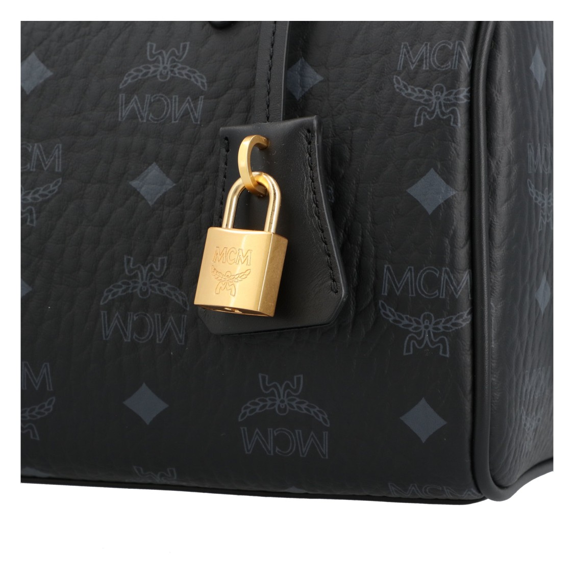 Mcm Ella Boston Bag In Visetos In Black