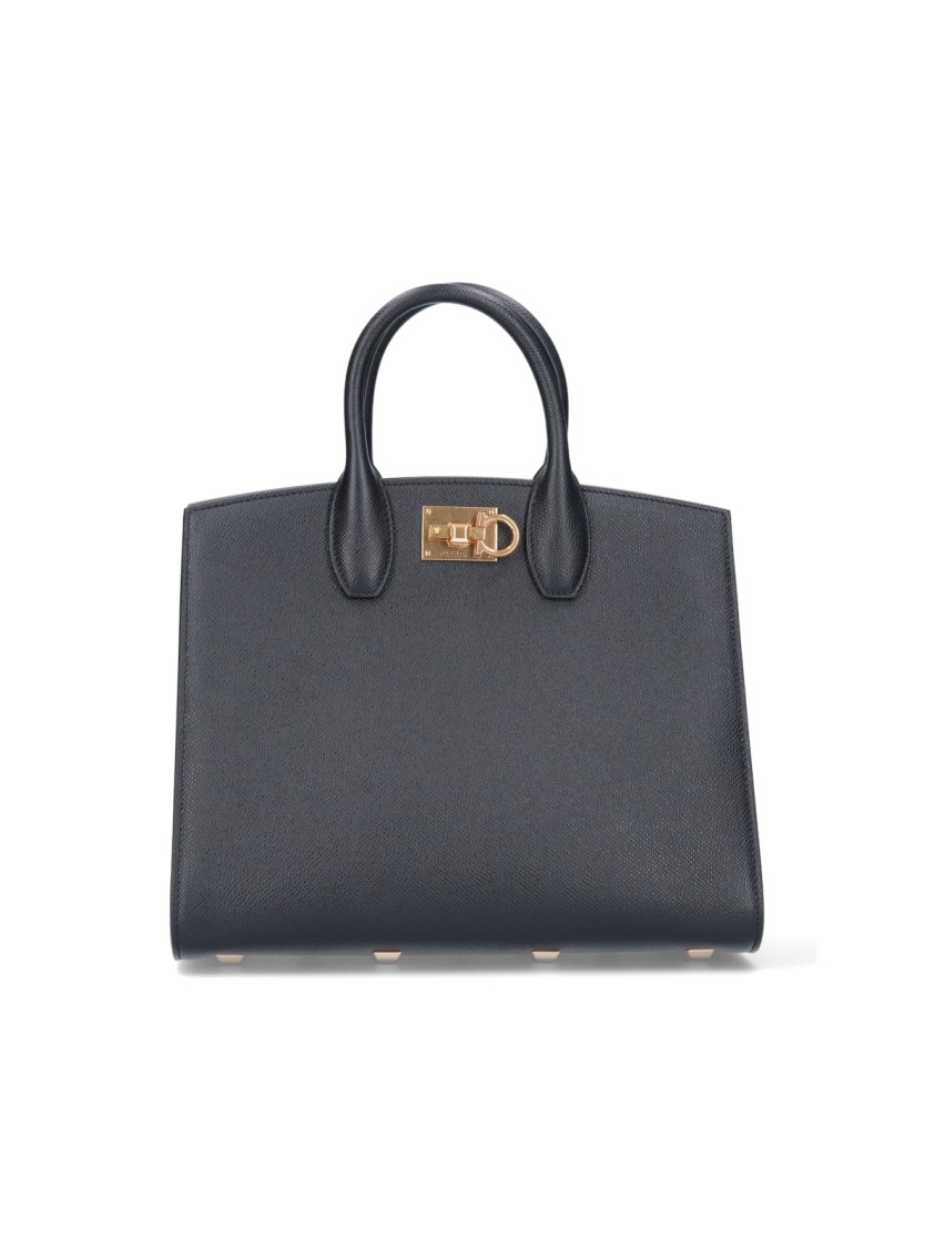 Ferragamo Studio Box M' Handbag – Black