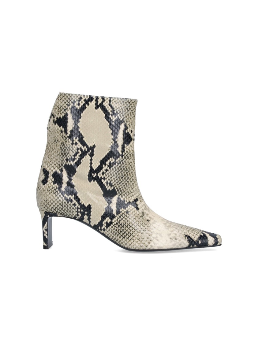 Khaite Ona Ankle Boot Natural Python-embossed Leather