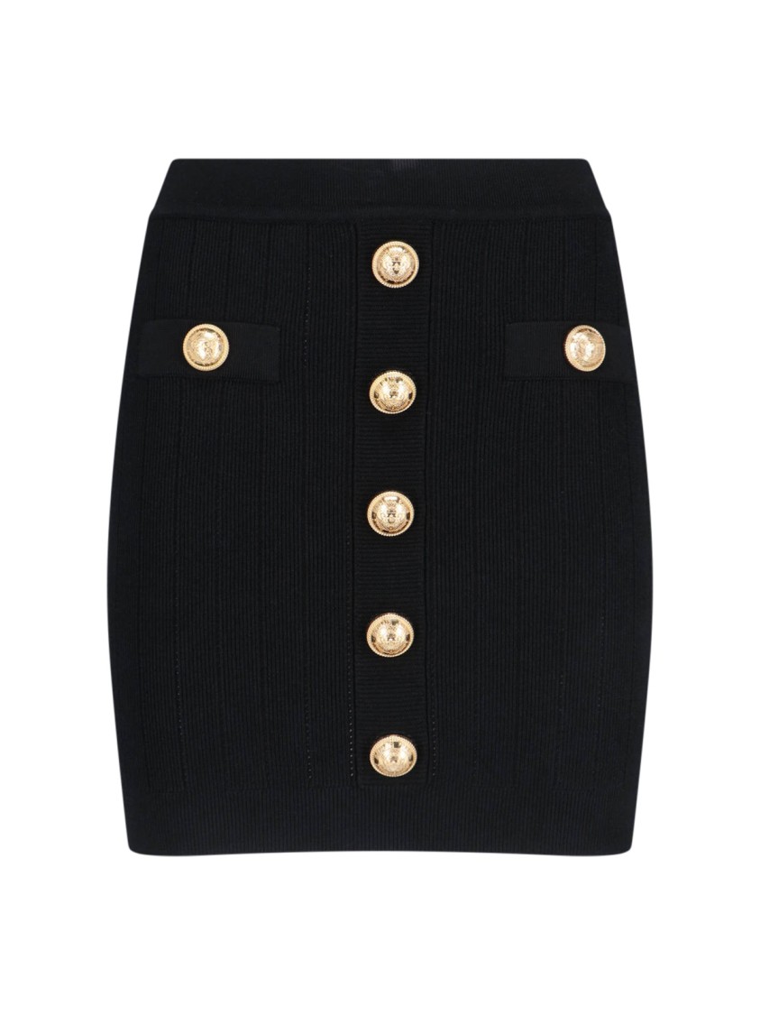 Shop Balmain Mini Knit Skirt – Black