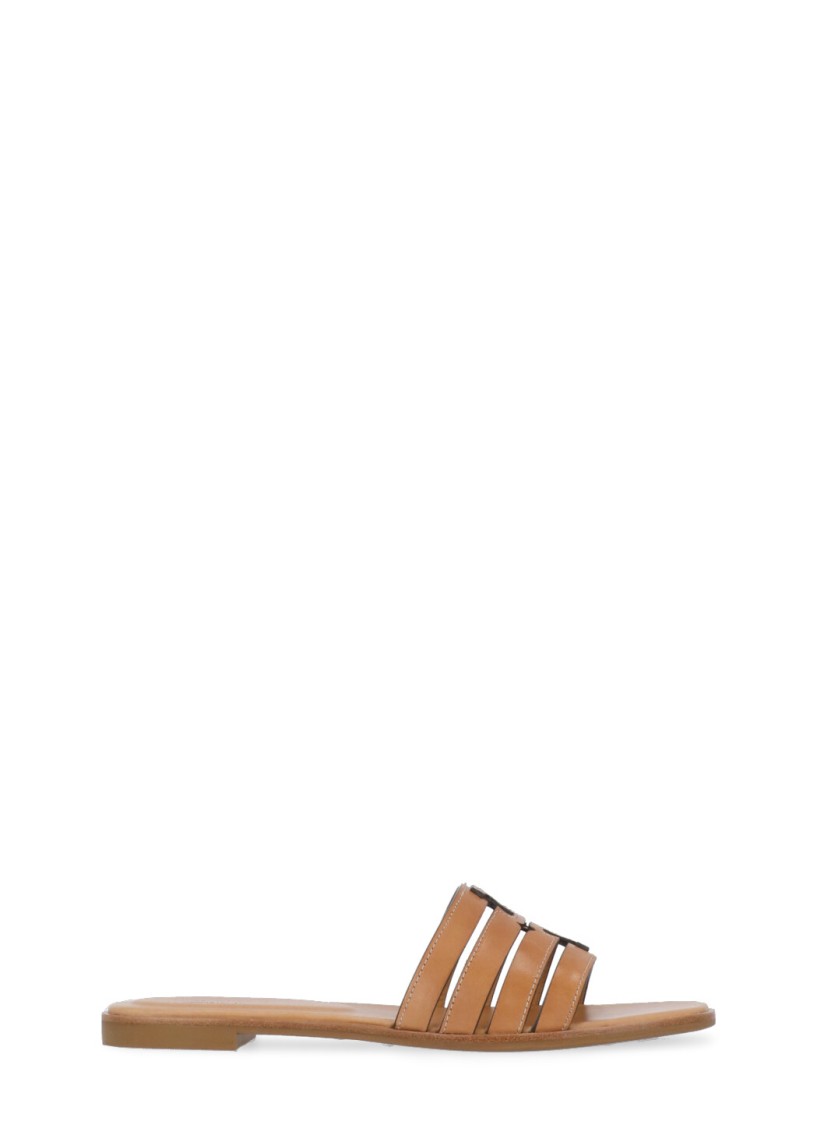 Shop Tory Burch Beige Ines Cage Slide Slippers In Brown