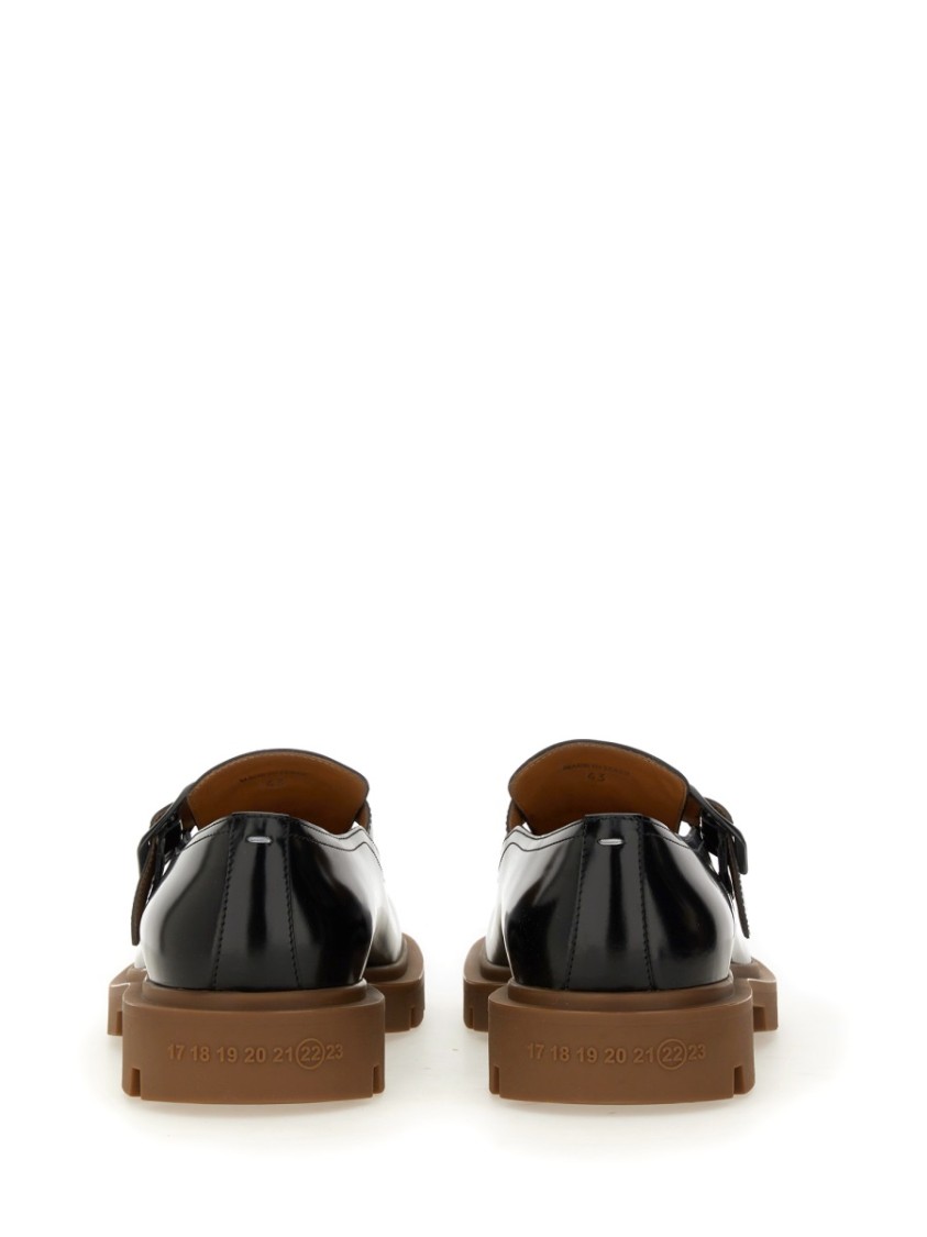 Maison Margiela Leather Monk Shoes In Black