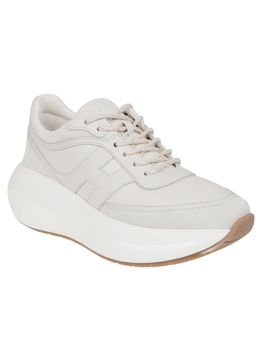 Hogan Chunky Style Leather Low Top Sneakers In White