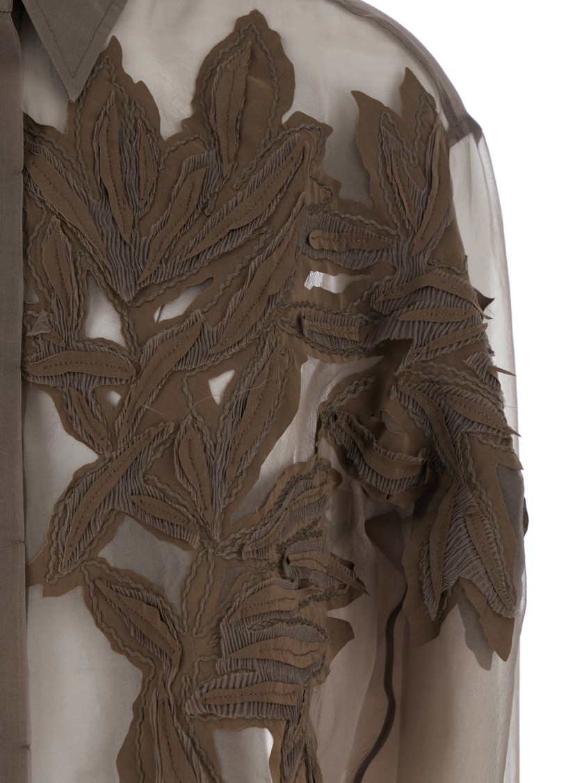 Shop Brunello Cucinelli Brown Shirt With Semi-transparent Design