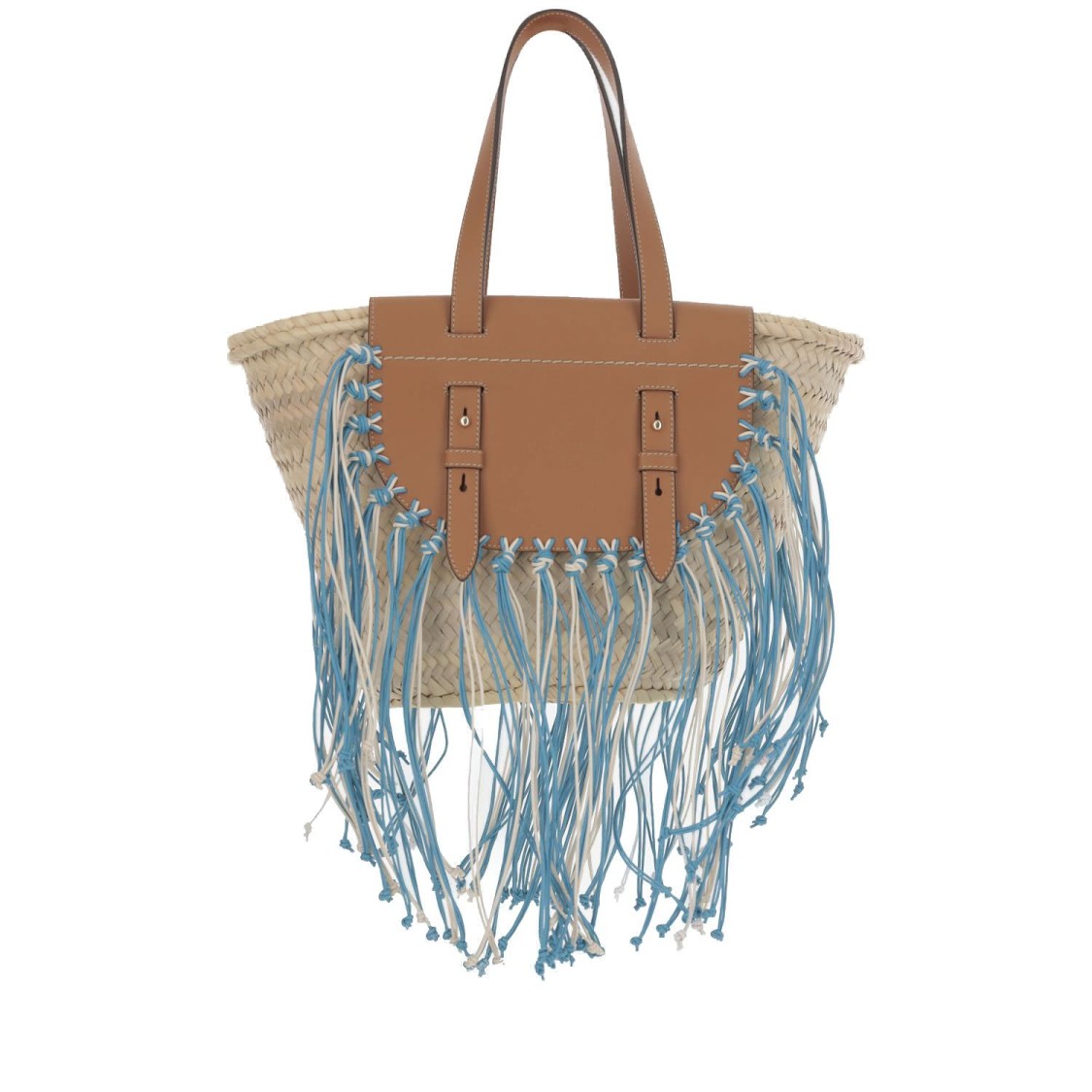 Cuba Lab 'tropicana Kenia' Camel And Blue Tote Bag