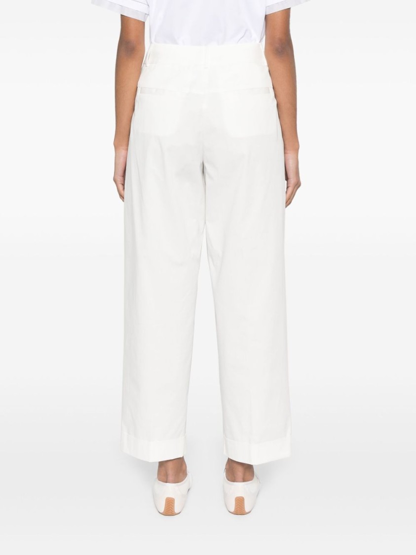 Peserico Cropped White Pants In Red